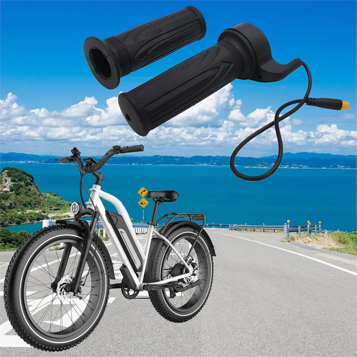 

A95G E-Bike 20X Full Twist Throttle Grip,12V-72V Electric Bike Scooter Motorcycle Accelerator with 3-Pin Waterproof Connector