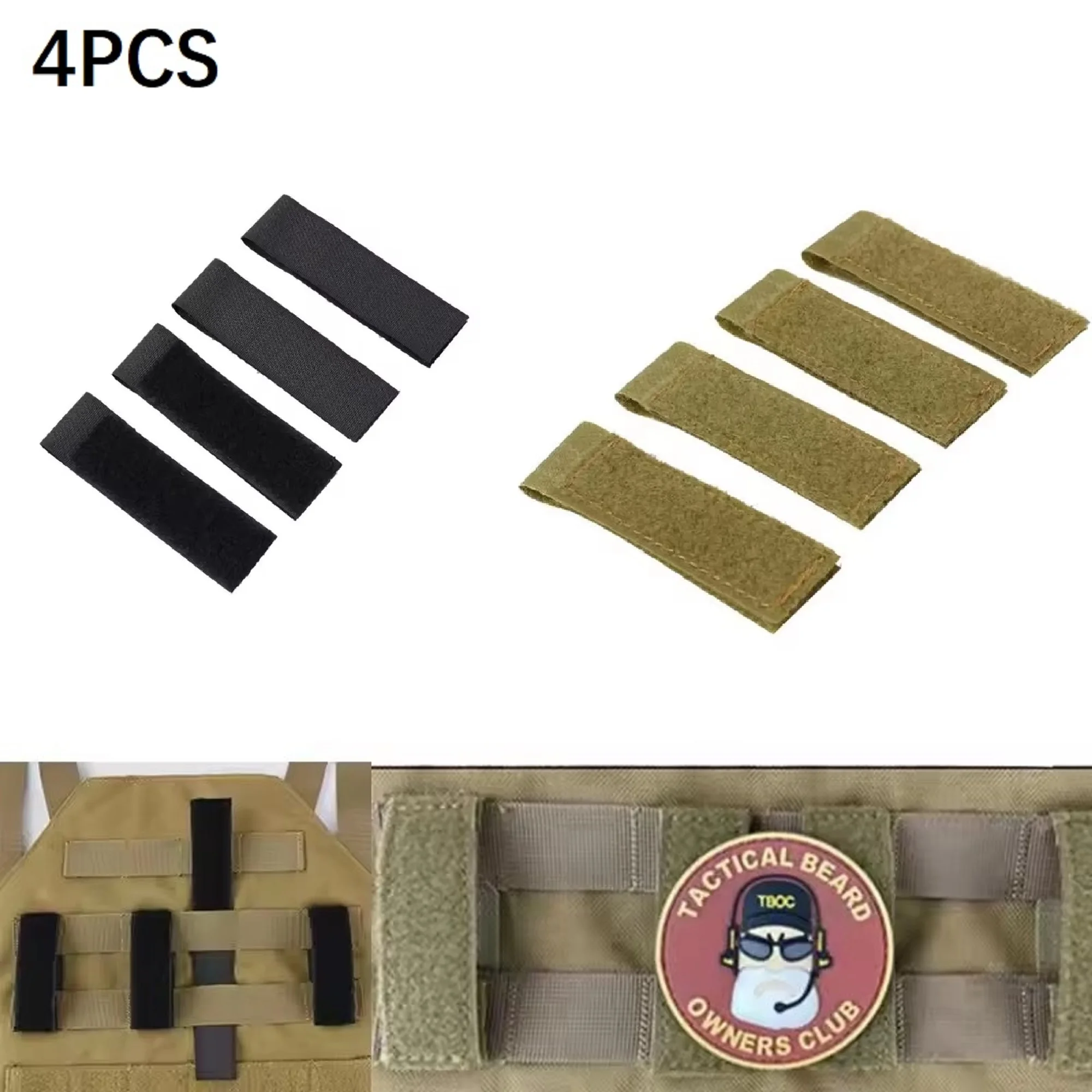 4 PCS Tactical Molle Strip Hook and Loop Fastener Durable Easy Install ID Patches Attachment Strap for Backpack Vest Tactical