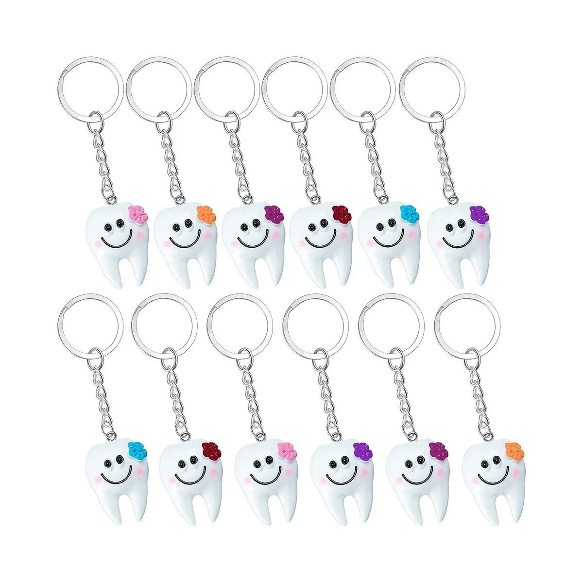 24Pcs Dental Teeth Shape Model Simulation Tooth Key Chain Fashion Cartoon Lovely Girls Gift Pendant Teeth Key Chain