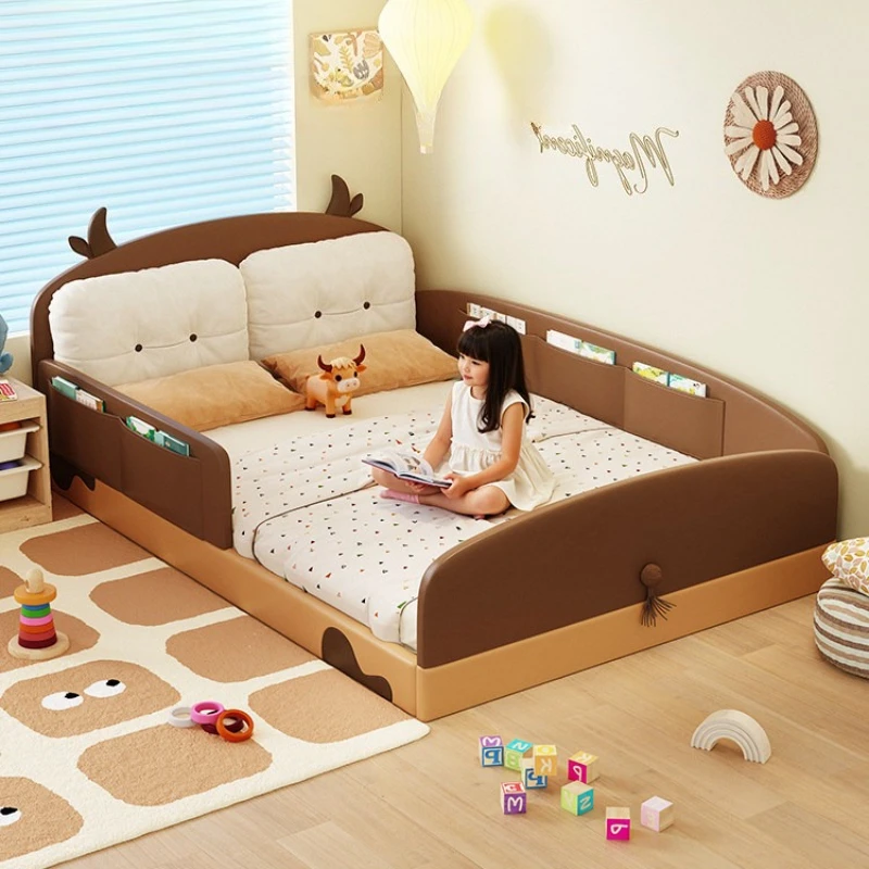 

children's single bed Solid wood with guardrail with storage 150x200 Bed Boys girls cute style cama solteiro bedroom furniture