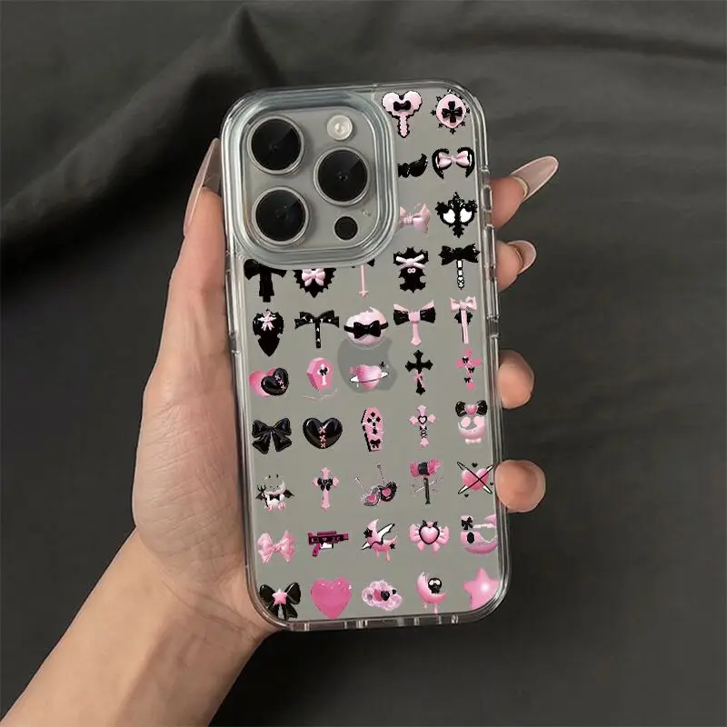 

Полноэкранный чехол для телефона Sweet Cool Love Cross для iPhone 17, 16, 14, 13, 12, 11 Pro Max XR XS MAX 7, 8PLUS Air INS, прозрачный чехол
