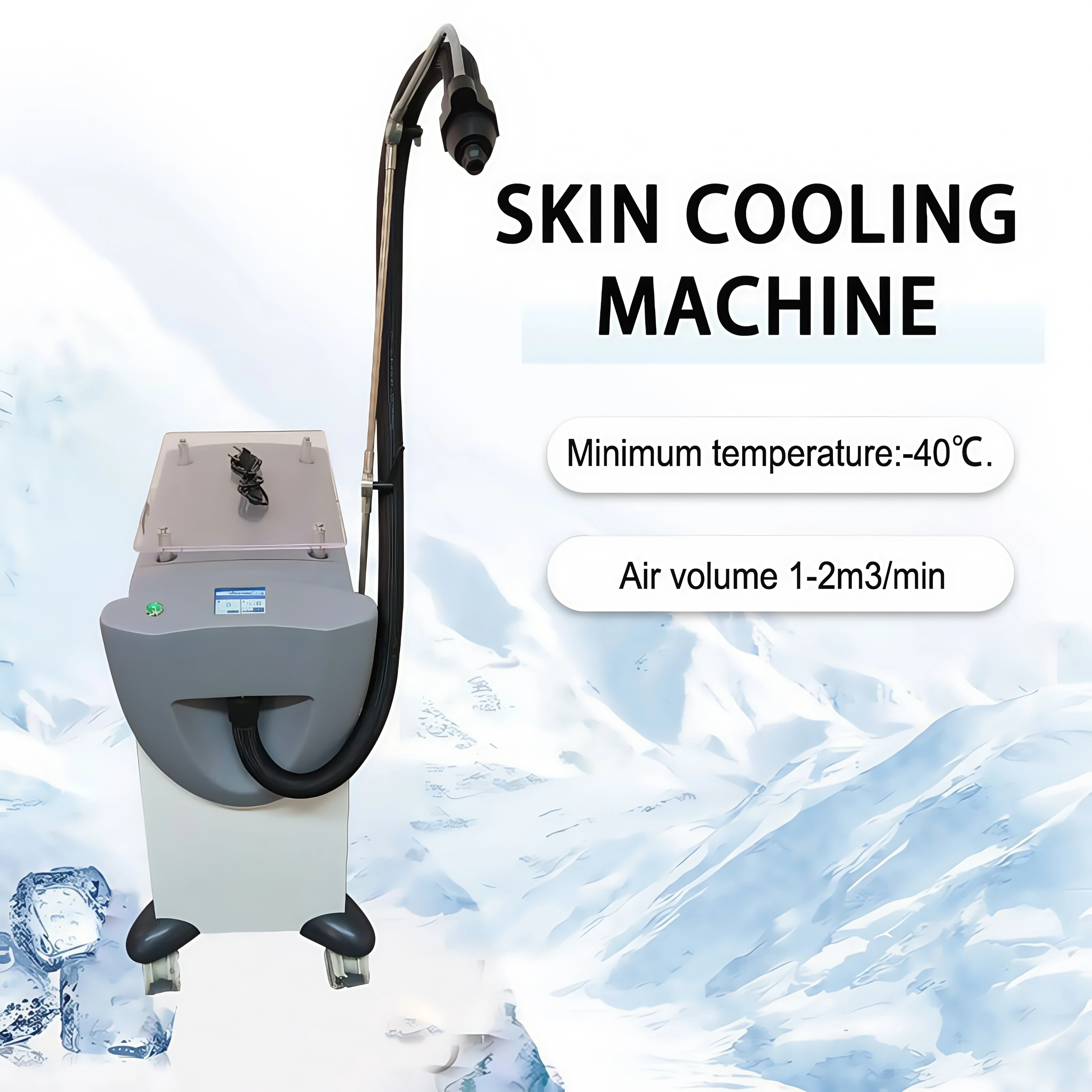 Refrigeração Zimmer Resfriador de superfície da pele para alívio da dor conectado com dispositivo de alexandrita de picossegundo Máquina de resfriamento de ar