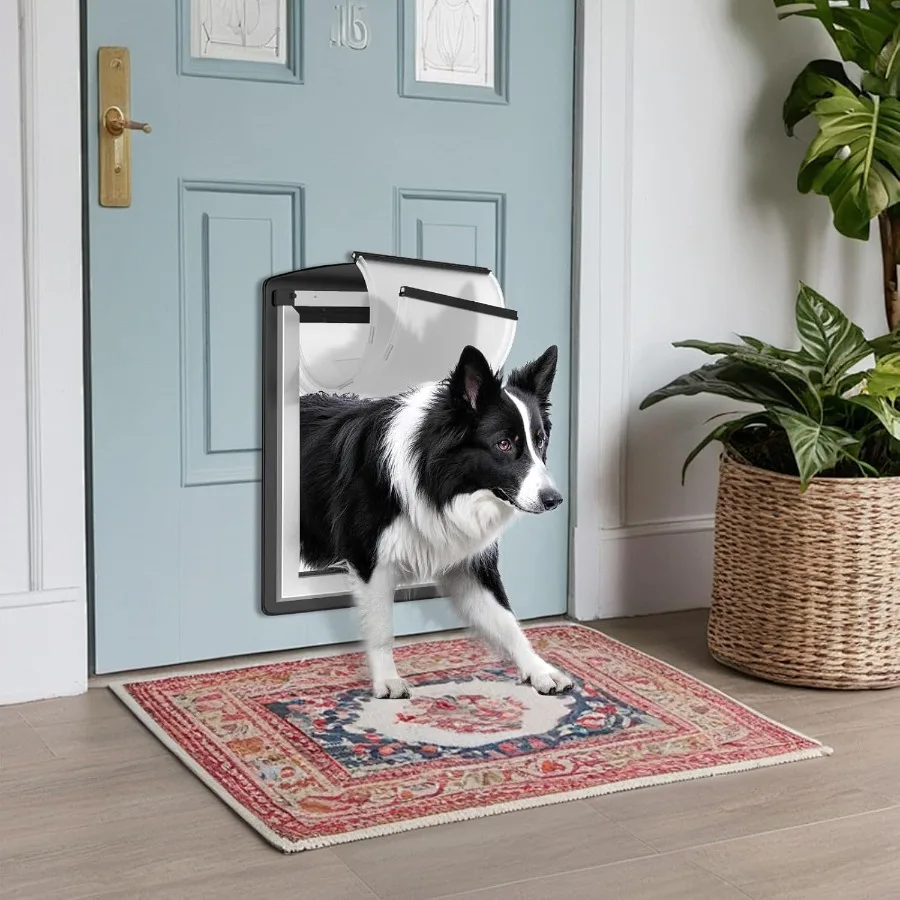 MAVRICFLEX Большая дверь для собак для дверей Рама из нержавеющей стали Устойчивые к атмосферным воздействиям Двойные мягкие клапаны 2-раздвижные панели из АБС-пластика для дома