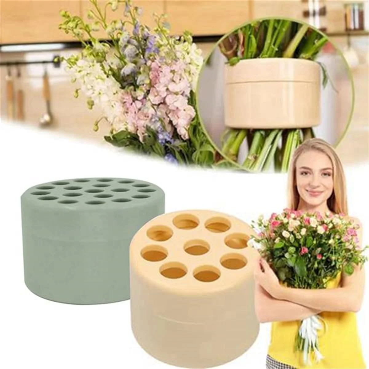 A79I 2 Stück Spirale Ikebana Stielhalter, wiederverwendbares Blumengitter für Vase, Spirale DIY Bouquet Twister Blumenarrangement Halter,B