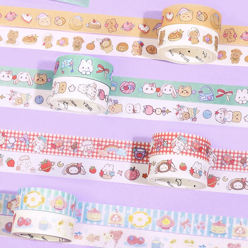 2Rolls Lovely Retro Decorative Paper Masking Washi Tape Scrapbooking Supplies Cute Decorative Adhesive Tape Diary Decoration