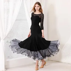 MY907 Lace Modern Dance Dress Ballroom Dance Dress Waltz Big Swing Dress