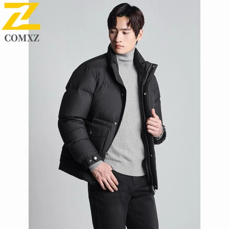 

COMXZ мужской пуховик модный воротник-стойка открытый офис утолщенная теплая парка деловая повседневная ветрозащитная осенне-зимняя куртка