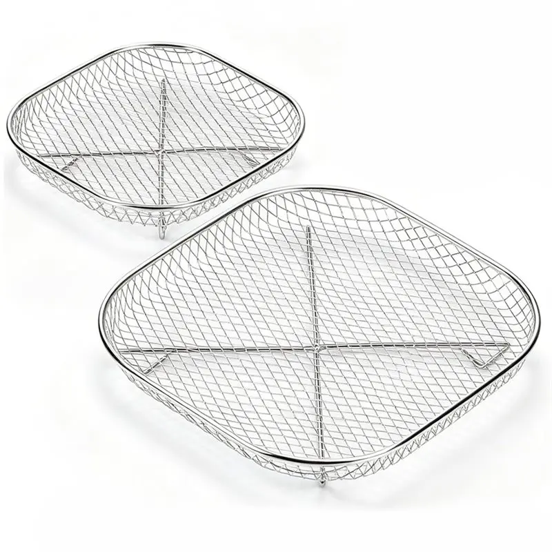 DTEN-For Ninja Crispi Air Fryer FN101 2PCS Stainless Steel Reusable Crisper Rack- Even Heating For Crispy Food