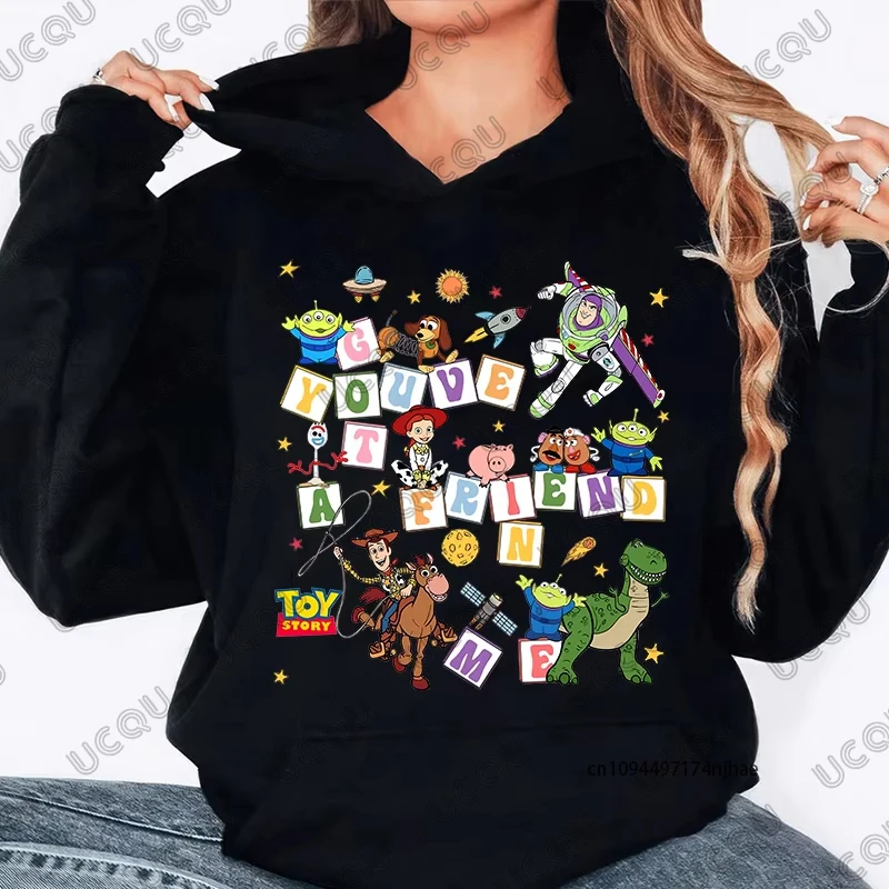 MINISO Cartoon Disney Toy Story Printed Cotton Hoodies For Women Autumn Winter Fashion Casual Long Sleeve Sweatshirt Couple Tops