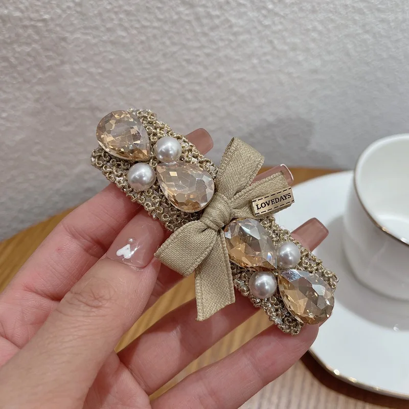 Diamond Gem Stone Barrettes Hair Clips Korea Creative New Design Luxury Quality Hot Sale Crystal Square Hairpins Spring Clips