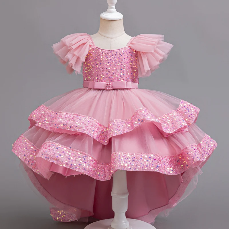 Kids Girls Christmas Dress Sequin Sleeveless Party Dress Birthday Tailing Dress Wedding Princess Dress For Kid Girl Luxury Cown
