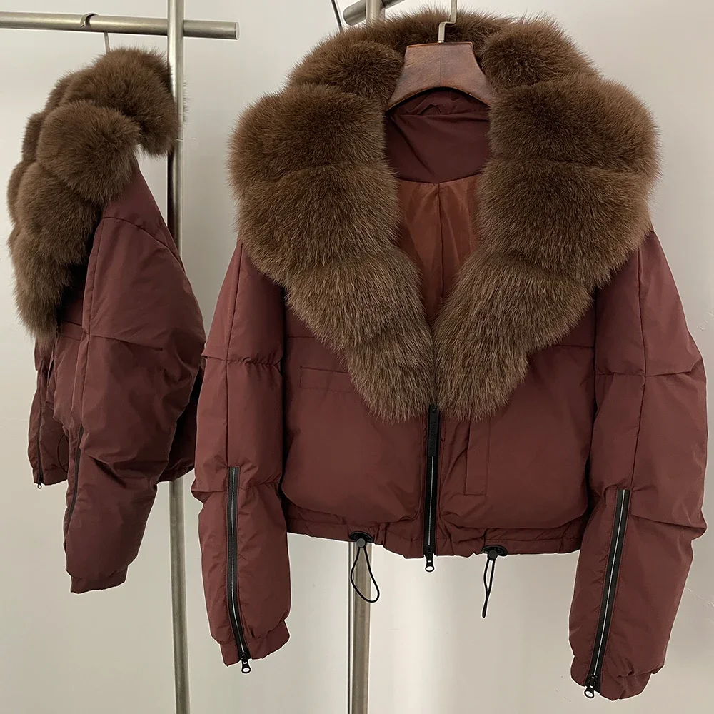 Female Natural Fox Fur Coat Warm Down Jacket Women 2025 Winter Thick Short Duck Down White Duck Down Coat Fur Lady Outerwear