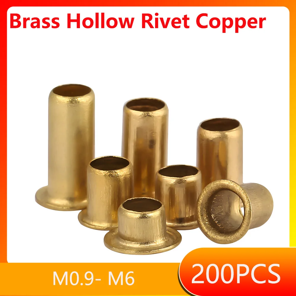 Brass M0.9 M1.3 M1.5 M1.7 M2 M2.5 M3 M4 M5 M6 Tubular Double-sided Circuit Board PCB Nails Copper Hollow Rivets Nuts