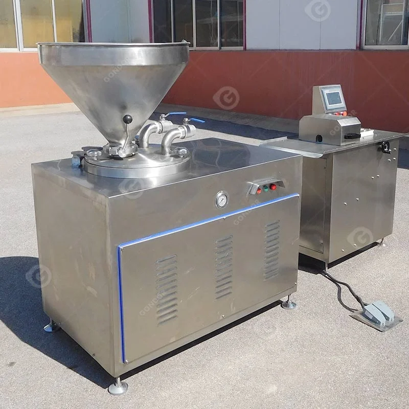 Meat Enema Maquina Embutidora De Chorizo Sausage Make Fill Stuffer Auto Horizontal Hydraulic With Pedal Machine