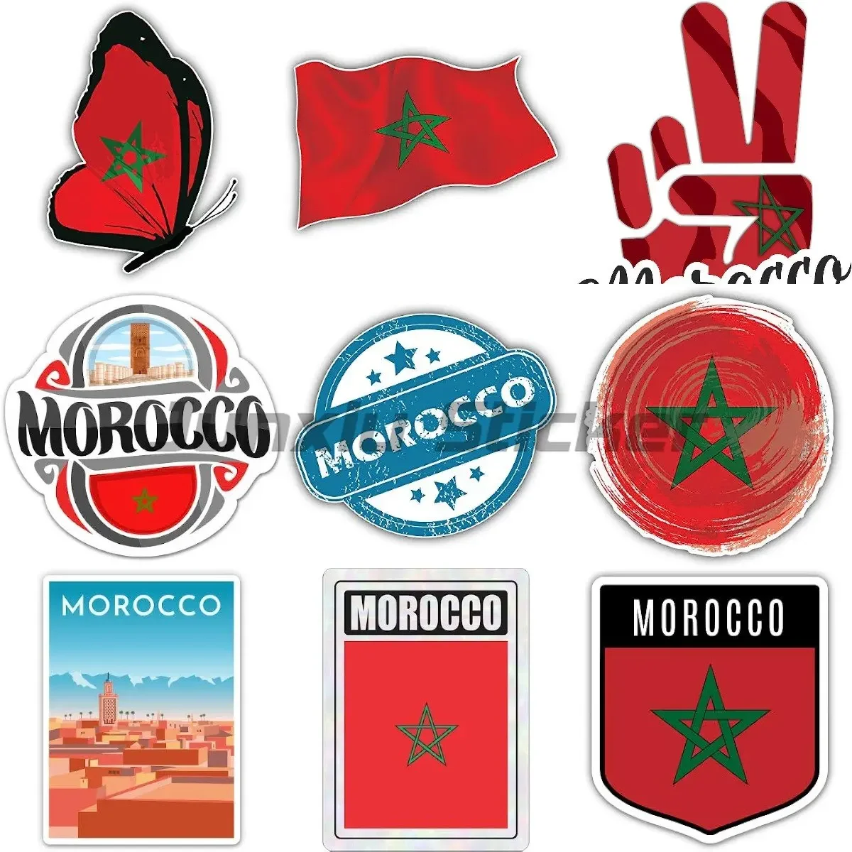 

Morocco Country Personality Car Sticker Waterproof Reflective Sunscreen Decoration Decal Accessories PVC Sticker Laptop Stickers