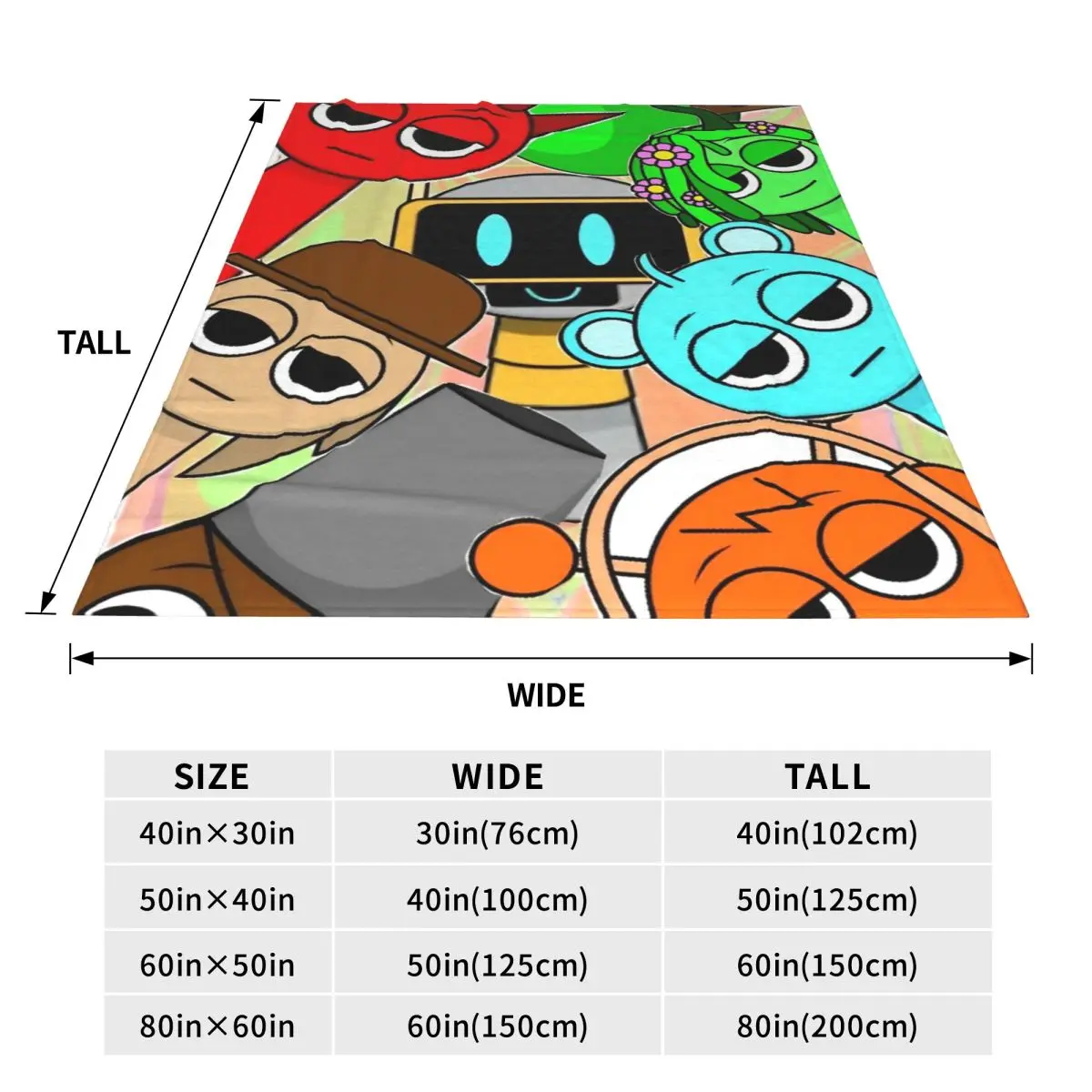 Funny Sprunki Game Bruh Blanket Warm Cozy Fluffy Cartoon Throw Blankets for Couch 50x60 Inch Multi-size Rug Piece