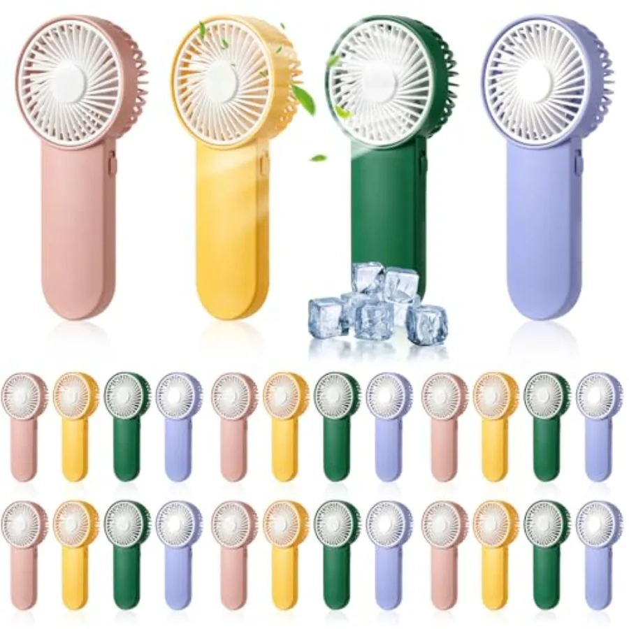 24 Pack Mini Portable Fan Mini Fans Bulk Handheld Battery Operated 1 Speed for Neck Lash Makeup Women Men Office Travel Camping
