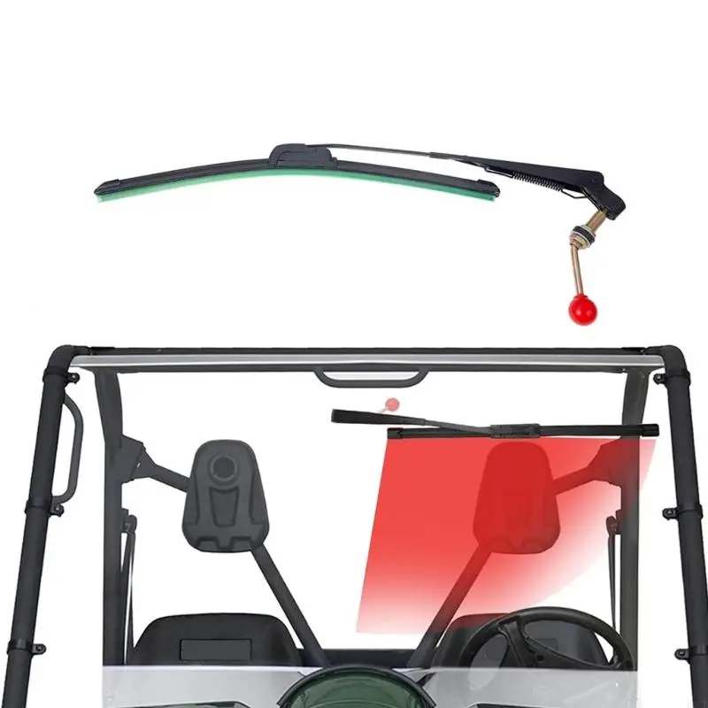 F1CF Windshield Hand Wiper Assembly for UTV Maintenance, Manual 16 Inch Wiper with Crank Handle and Threaded Base for Visibility