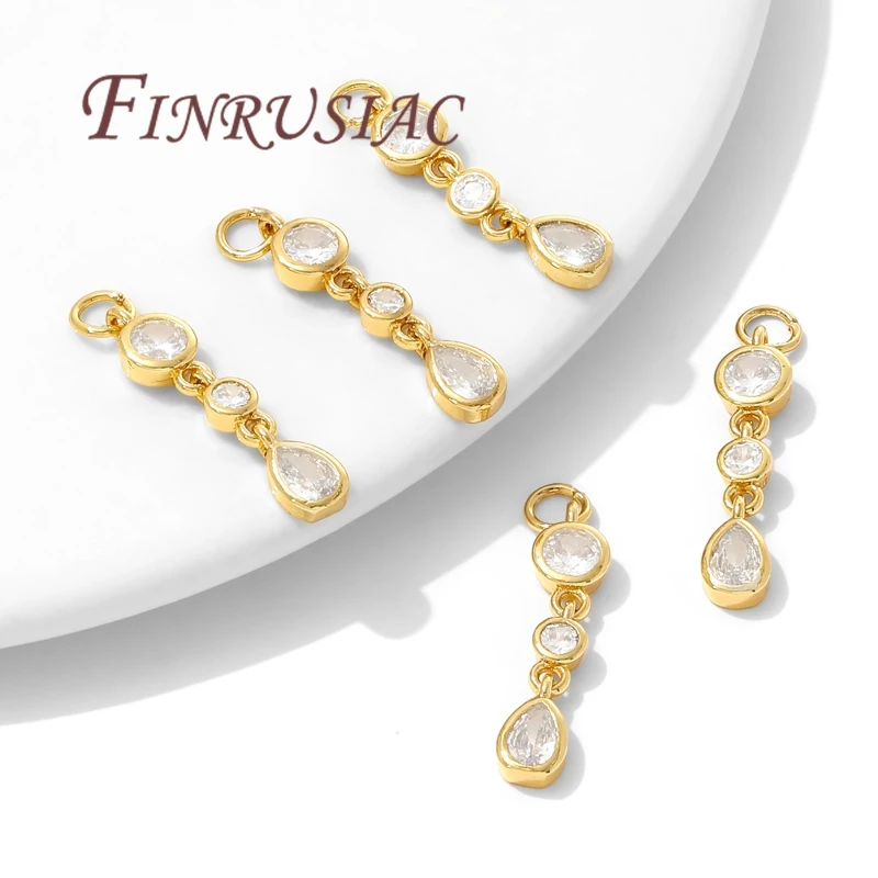 18K Gold Plated Brass with Zircon Charms For Jewelry Making,Long Pendants Charm For Necklaces Accessories,Earrings Findings image 4