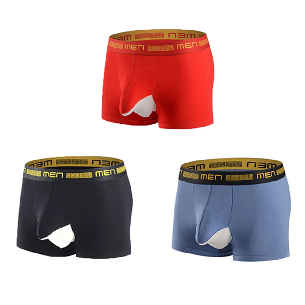 3Pcs Men Underwear Boxer Shorts Briefs Modal Comfortable Breathable Separates Scrotum Design Bulge Pouch Male Panties Underpants