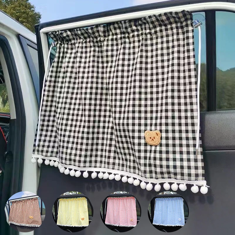 

3pcS Universal Car Sun Shade Curtains Cute Cartoon Bear Car Styling Rear Side Window Windshield Sunshade Protect Window Curtains
