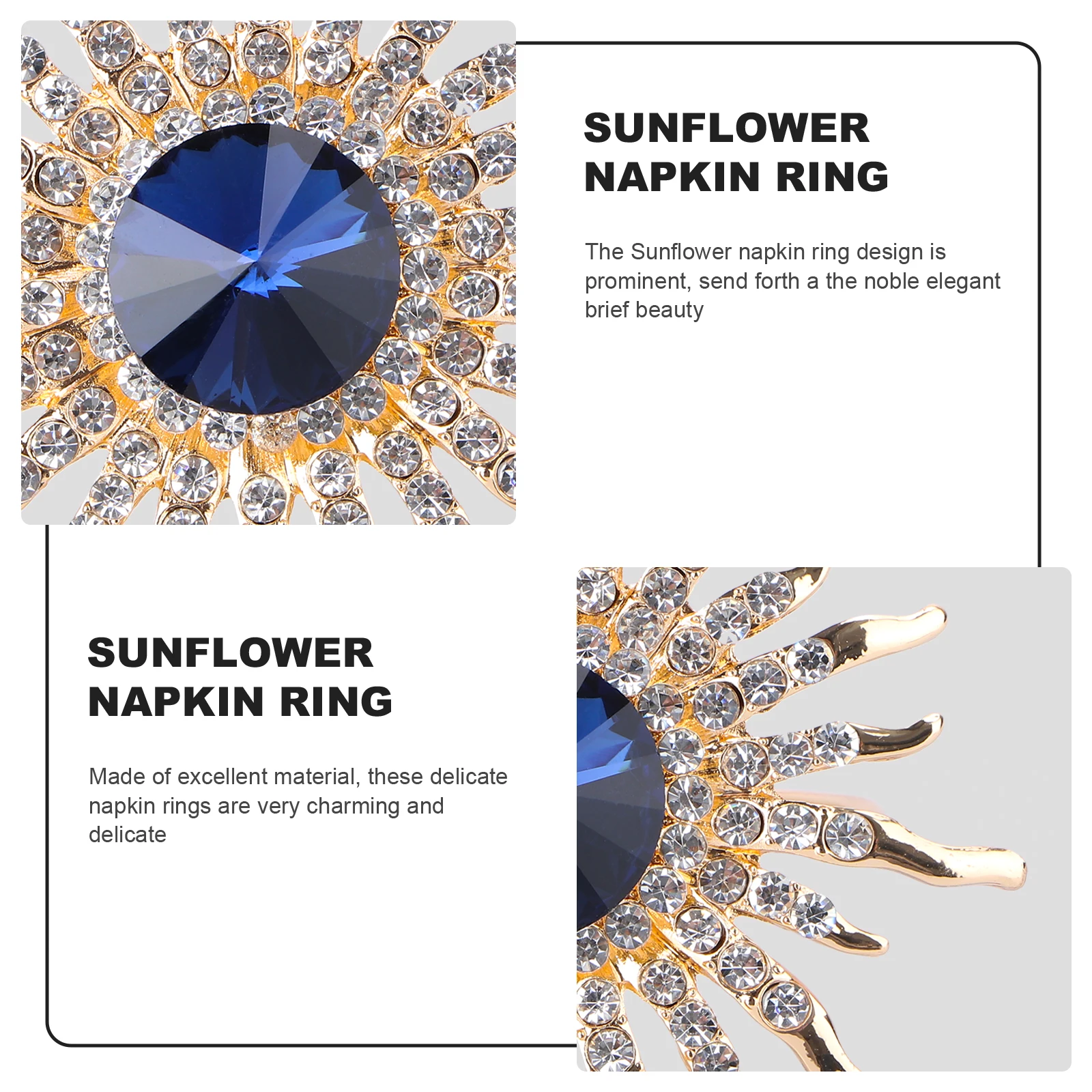 

4pcs Napkin Rings Sunflower Shape Gold Elegant Design for Party Wedding Banquet Decorative Table Kitchen Bar Accessories