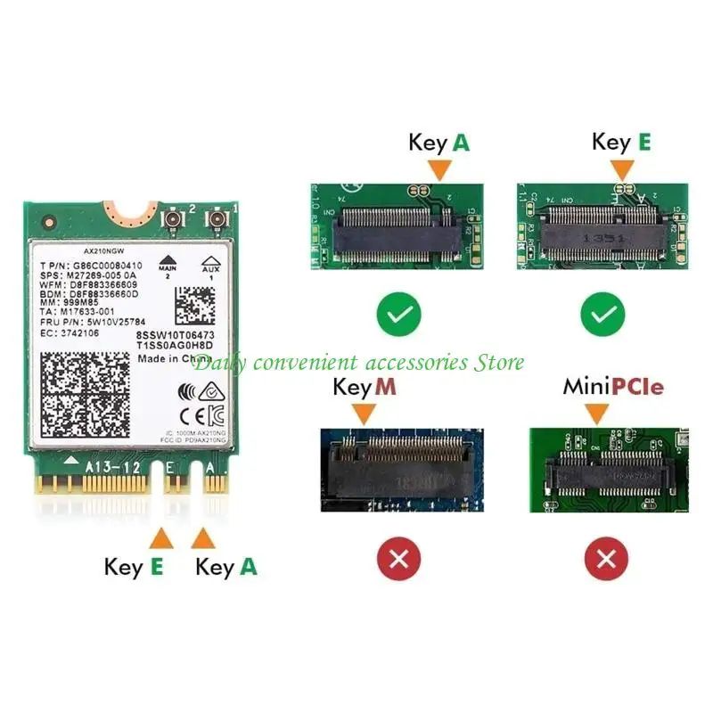 97QB AX210 WIFI 6E بطاقة مزدوجة الفرقة 2.4G / 5GHZ بطاقة الشبكة BT 5.2 WIFI NGFF لـ M.2 لبطاقة الشبكة اللاسلكية MU-MIMO