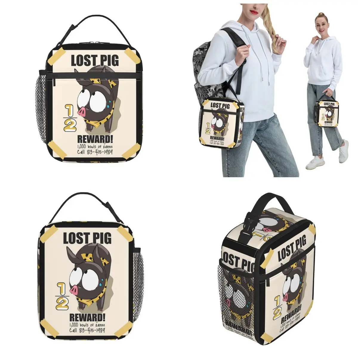 P-Chan Ryoga Lost Pig Ranma 1/2 أكياس الغداء المعزولة قدرة عالية قابلة لإعادة الاستخدام حقيبة للحفاظ على البرودة علب الاغذية حمل الشاطئ السفر فتاة صبي