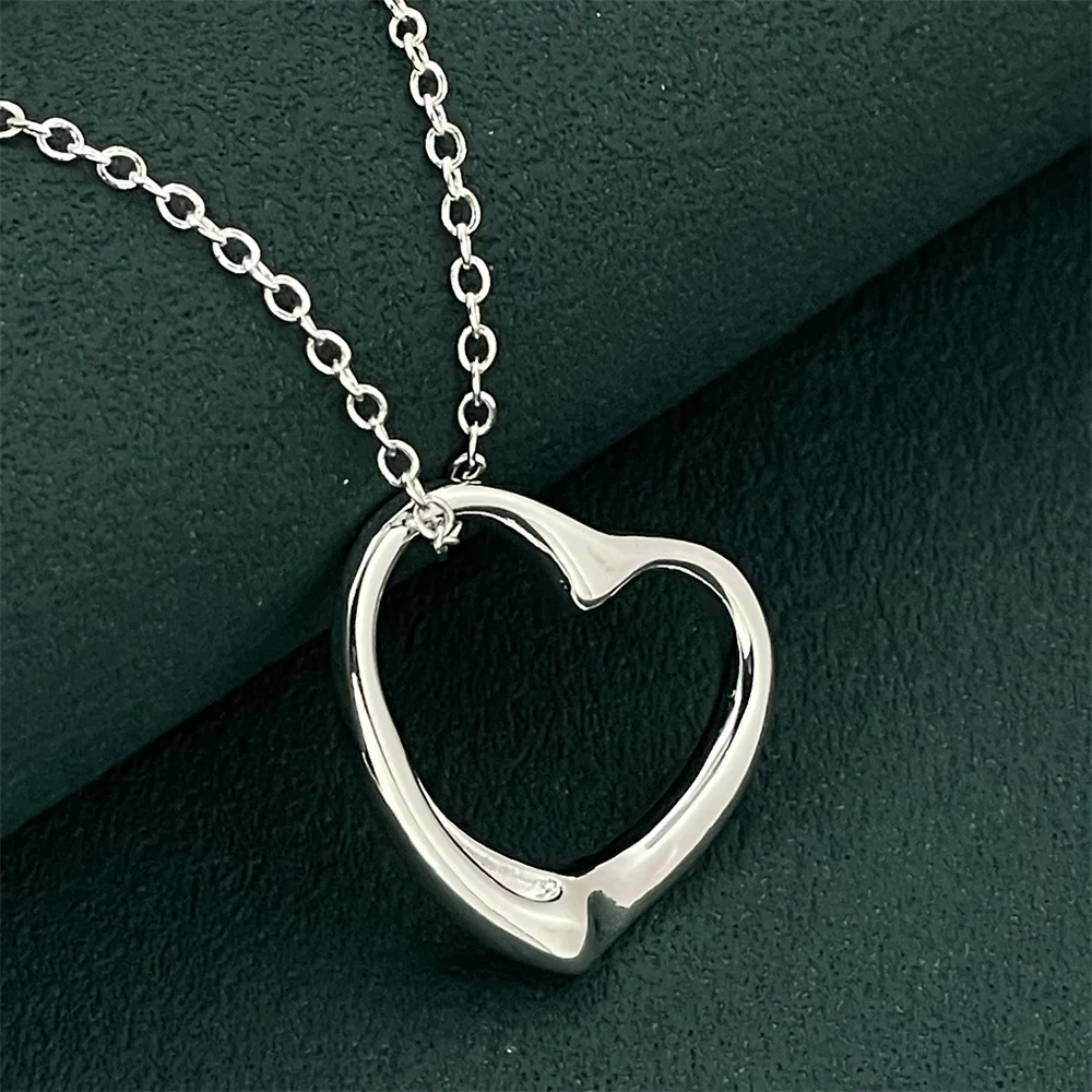 

925 Sterling Silver Love Pendant Necklace, Simple Luxury Banquet Wedding Festival Birthday Jewelry Gift For Women Couple