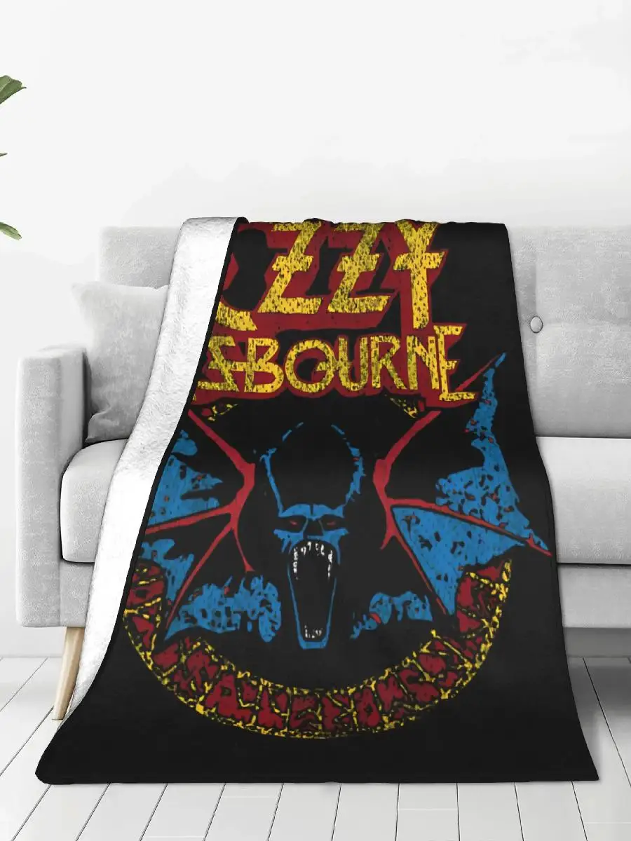 Black Sabbath Ozzy Bat Print Soft Plush Throw Blanket for Travel Living Room Bed or Sofa  Warm Flannel Bedspread
