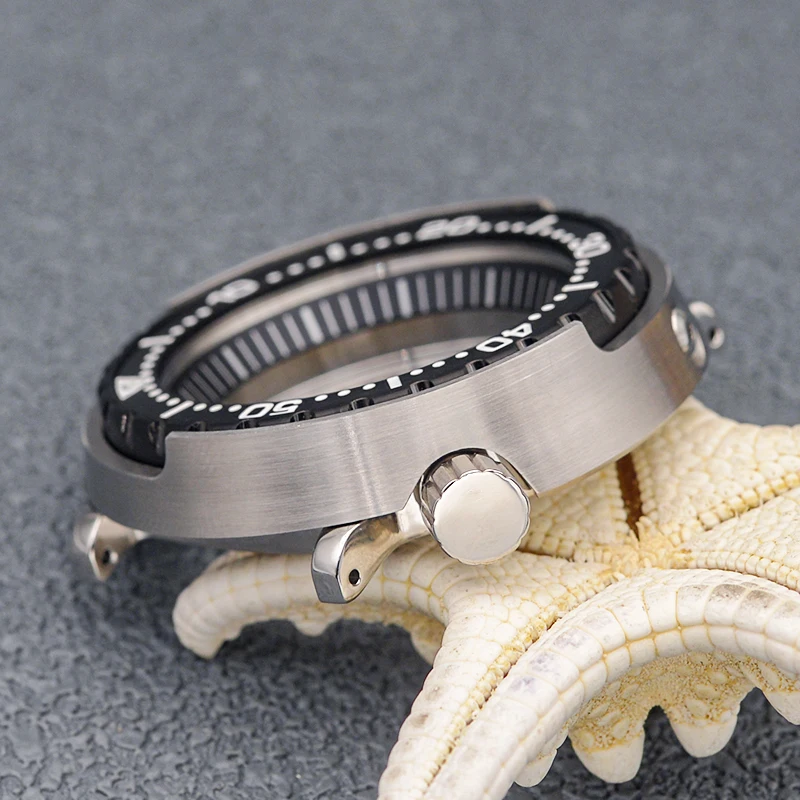 Cajas de reloj de atún enlatado para hombre, cristal de zafiro, relojes mecánicos, cubierta trasera inferior transparente para movimiento NH35, caja de reloj de buceo