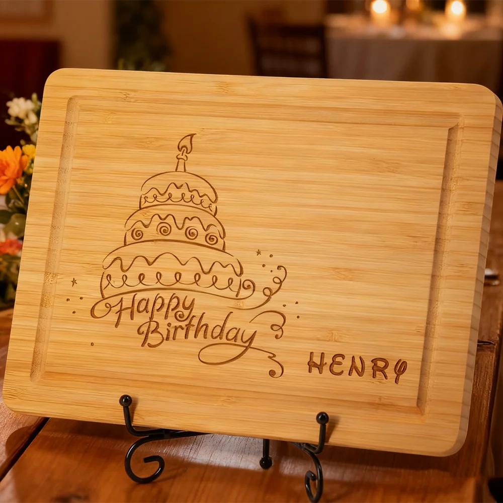 

Разделочная доска для барбекю на день рождения, подарок на день рождения для мамы, папы, бамбуковая доска с гравировкой, декор, подарок на новоселье