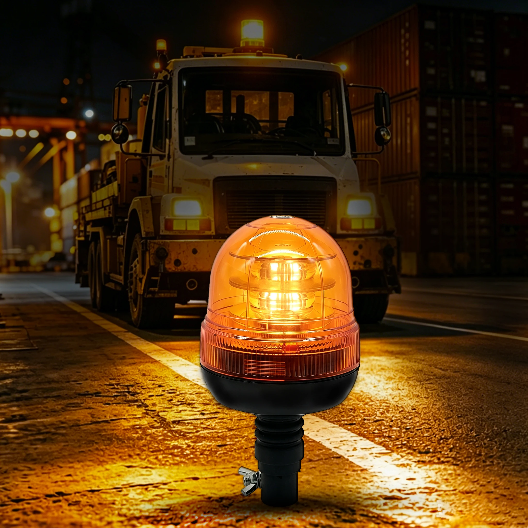 12V Amber LED Strobe Beacon Warning Light Flexible Pin Mount Rotating Flashing Safety Lamp for Trucks Forklifts