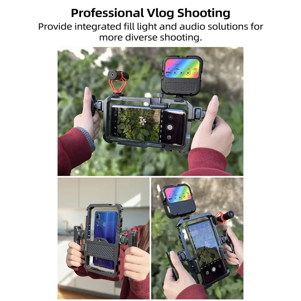 2025 Pro-Grade All-Metal Phone Cage Rig - Dual Handle Stabilizer Mount W/ Bluetooth, Universal Fit for Iphone/android Video