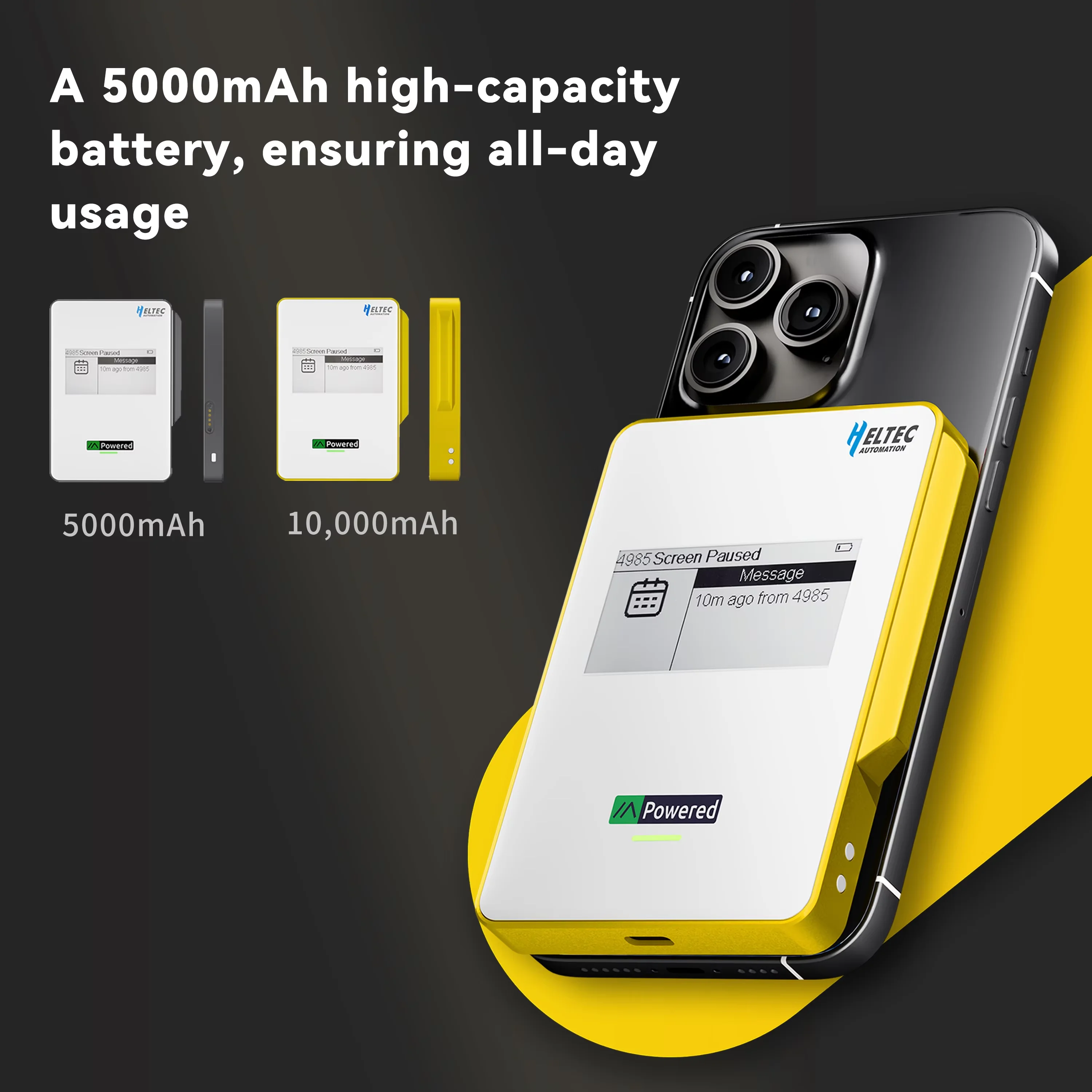 헬텍 메쉬포켓 메쉬스타틱 노드 5000mAh 10000mAh 마그네틱 보조배터리 Qi2 무선 충전 E-Ink nRF52840 SX1262
