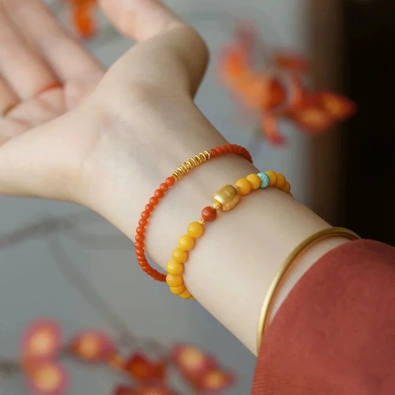 

Браслет из бусин южного красного агата с регулируемым шнурком, энергетическое кристаллическое украшение для женщин, талисман на удачу и защиту, подарок для повседневного ношения