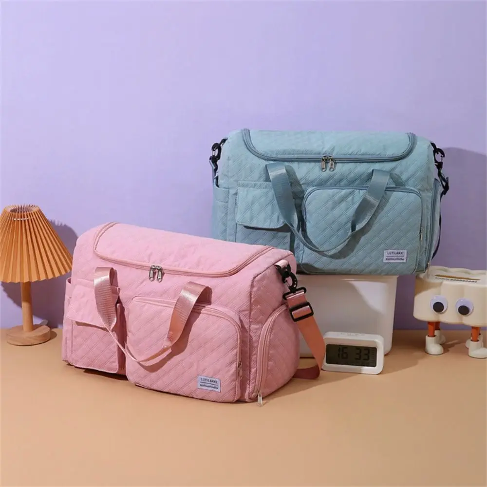 

Portable Oxford Travel Duffel Bag Foldable Short Distance Nylon Duffle Bag Multi Layered Solid Color Travel Luggage Bag Sports