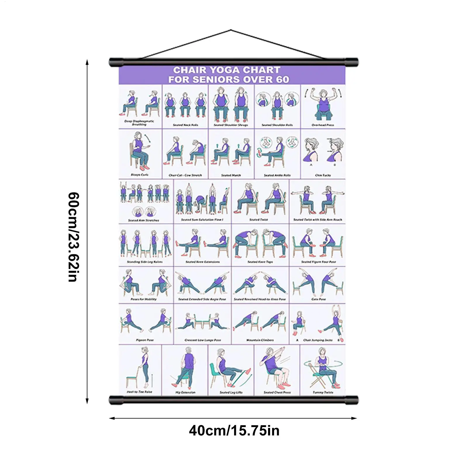 كرسي اليوغا ملصق جدار جبل كرسي منزلي قابل للطي دليل التمرين مخطط الحائط للياقة البدنية تمتد التنقل تجريب التدريب المنزل
