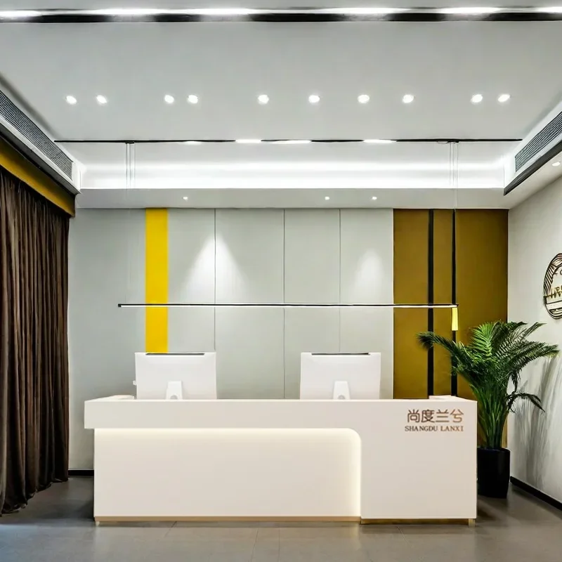 

White Help Desk Customer Center Modern Luxury Furniture Counter Reception Table Executive Office Empfangstheke Salon Restaurant