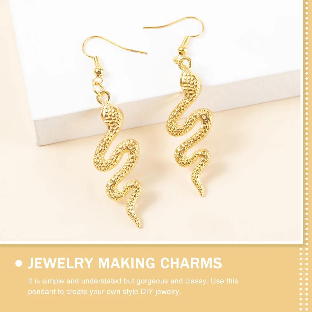 

32pcs Golden Snake Pendant Jewelry Accessories Alloy DIY Charms for Necklace Bracelet Keychain Crafts Animal Metal Decorations