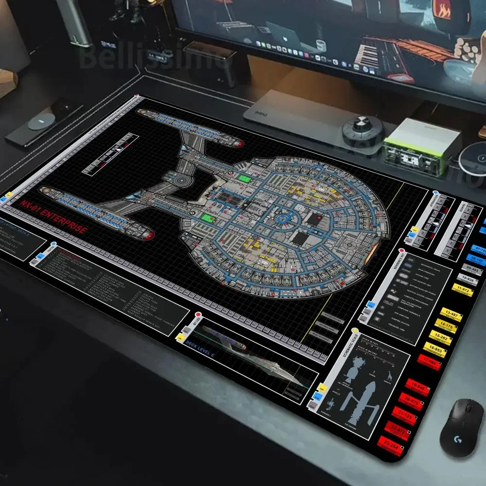 

Starship Blueprint Pads Desk Mat Large Size Extend Mouse Pad Gamer Computer Cabinet Game Office Keyboard Decoration Accessories