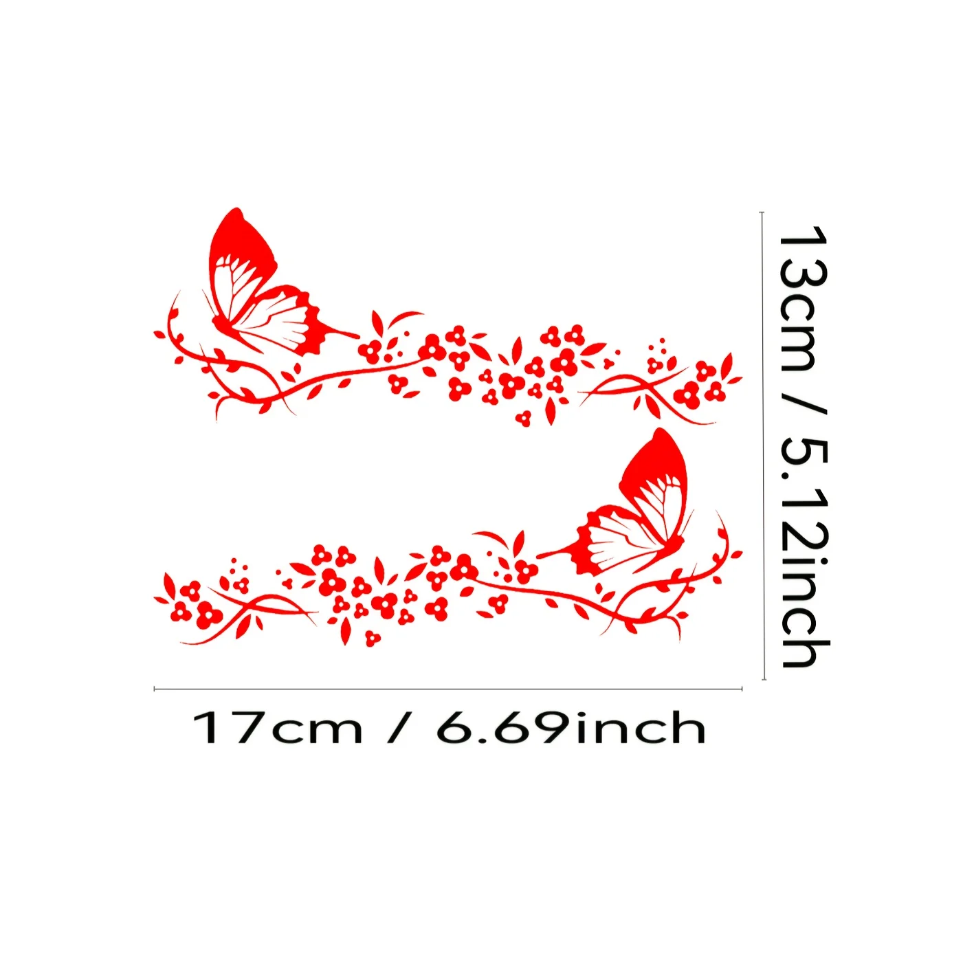 สติ๊กเกอร์ติดหมวกกันน็อค ลายดอกไม้ผีเสื้อสีแดงเท่ๆ 2 ชิ้น/ชุด - โดดเด่นสำหรับหมวกกันน็อคแบบเต็มใบและแบบเปิดหน้าสำหรับเด็ก