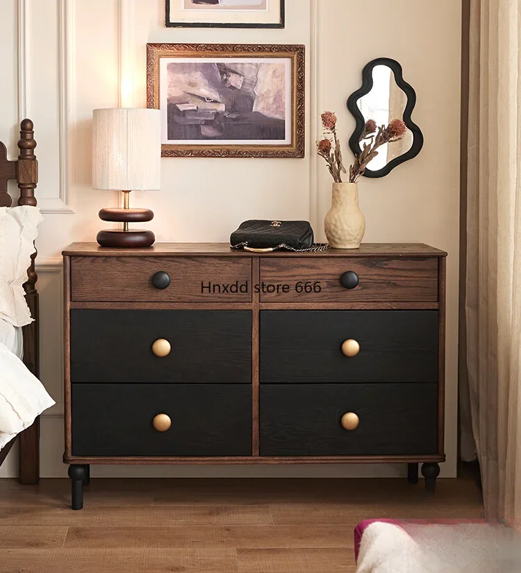 Medieval all-solid wood six-bucket storage cabinet