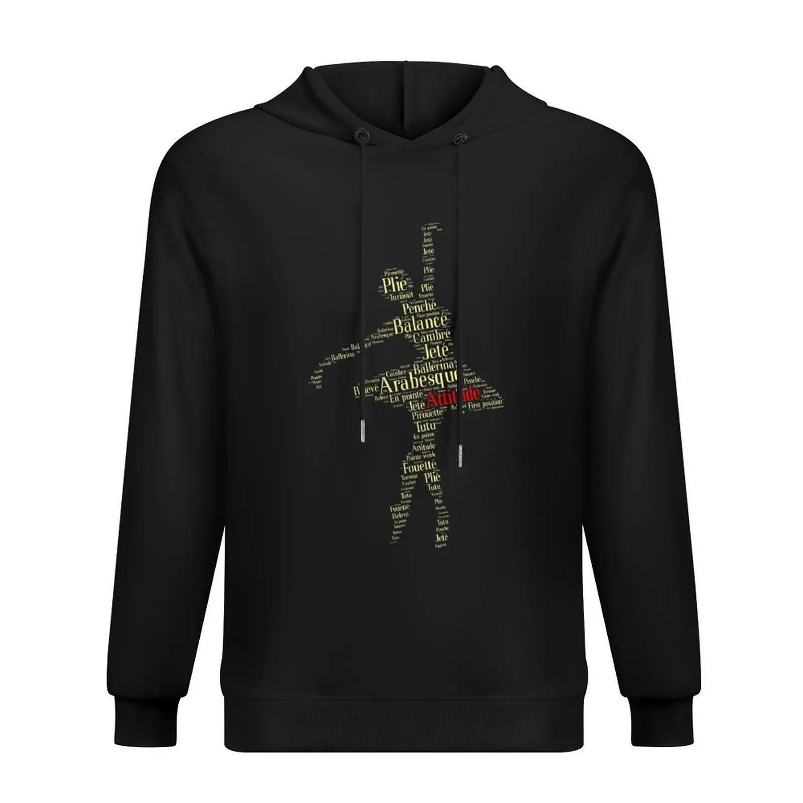 Tipografía de Ballet: danza con actitud (amarillo rojo) Sudadera con capucha ropa coreana de otoño ropa de anime ropa masculina sudaderas con capucha gráficas
