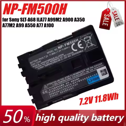 7.2V 11.8Wh NP-FM500H NPFM500H Battery for Sony SLT-A68 ILA77 A99M2 A900 A350 A77M2 A99 A550 A77 A100 A200 A580 A350