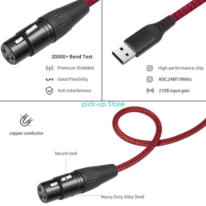Q5WA 20Hz-20kHz Cable conversión USB 3pin Cable Cable Connectores Línea