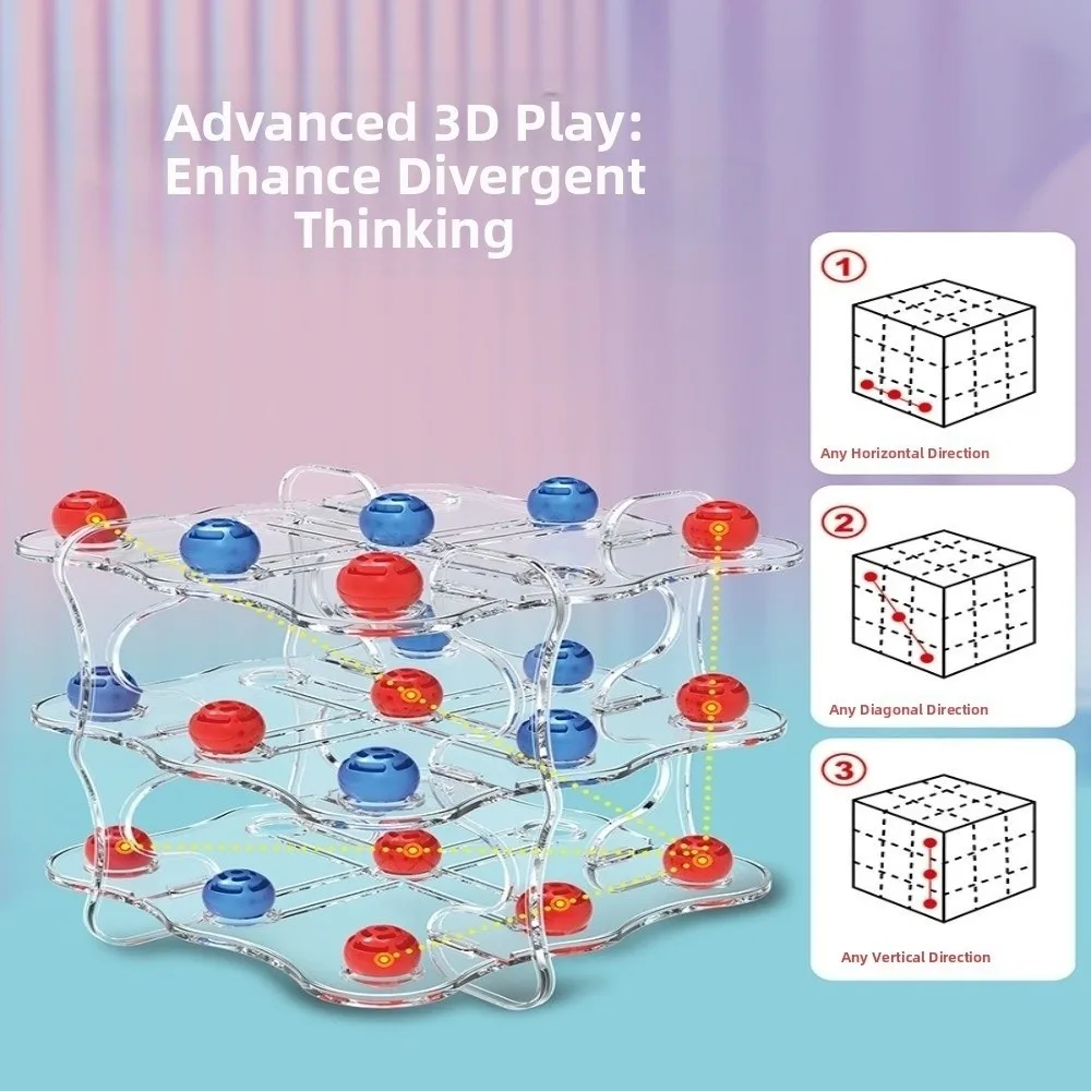 

3D 3D TIC-TAC-TOE Настольные игры Легко играть Стратегические настольные игры Подарочные развивающие игрушки Монтессори Настольная игра-головоломка для дома