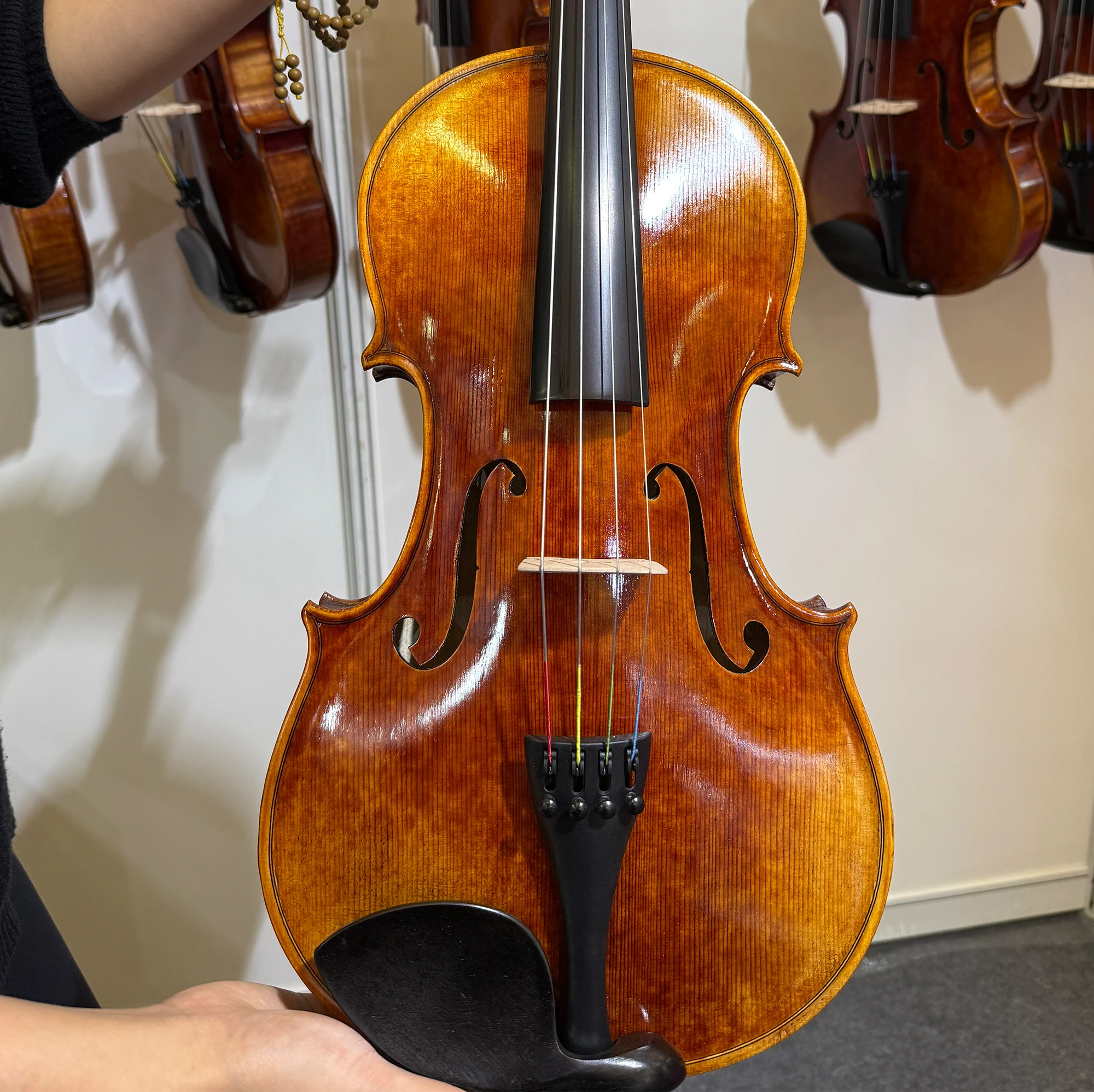 Handmade 16 Inch Viola with Antique Finish, Selected Spruce Top, Ebony Hardware, Complete Set with Case & Bow