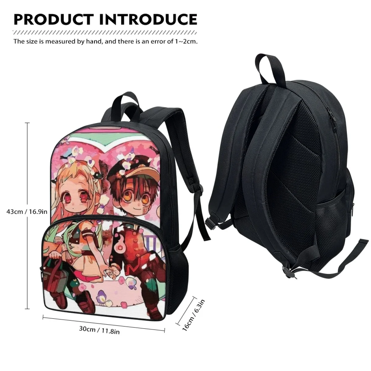 FORUDESIGNS Anime Students Schoolbags Toilet-Bound Hanako-kun Design School Bags Multi Pocket Bookbags Organize Large Capacity