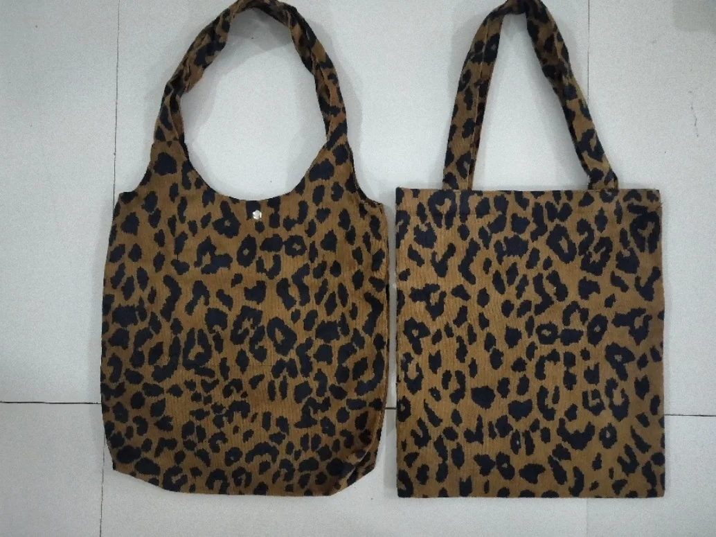 Canvas Bag Shopping Bag Kawaii Korean Casual Tote Bag Leopard Canvas Shoulder Bag for Ladies